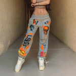 InstaHot naiste dressip&uuml;ksid Harajuku multifilm, tr&uuml;kitud p&uuml;ksid Jogger 2021, n&ouml;&ouml;riga p&uuml;ksid, t&auml;navar&otilde;ivad, vabaaja dressip&uuml;ksid, s&uuml;gis XXL hall