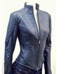 NOORA Naiste sinine ehtne lambanahast jakk | Biker Style tepitud disainjakk | Kingitus Temale XXL sinine