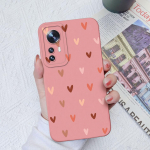 Xiaomi 10 11 12 13 Lite 10T 11T 12T 12S Ultra 11X Pro &uuml;mbriste jaoks, kate Fashion Love Heart kaamera kaitse ruudukujuline vedel silikoon Xiaomi kaitseraua jaoks Xiaomi Mi 11X