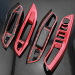 Kolm ABS-t&uuml;&uuml;pi autoakna t&otilde;stepaneeli raami kaunistuse katte trimmi kleebist Ford Focus MK 3 4 MK3 MK4 jaoks Lacquer Red black