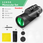 Veekindel v&auml;liteleskoop 12x50 monokulaarne statiiviga nutitelefoni jaoks Standard must