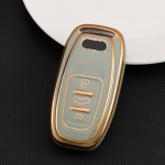 Kuldse servaga TPU auto kaugjuhtimispuldi v&otilde;tme&uuml;mbrise kate A1 A3 8V A4 B8 B9 A5 A6 C7 A7 A8 Q3 Q5 Q7 S4 S6 S7 S8 R8 TT hoidiku tarvikud punane