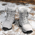 Talvised naiste lumesaapad Ka&scaron;miir soojad, libisemisvastased, kulumiskindlad veekindlad k&otilde;rge silindriga naiste talvekingad 42 valge/hall v&auml;rv