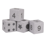 KiddyMooni pehmed vahtkuubikud ehitusklotsid 14cm lastele, 4tk, segada: helehall-print 4 Pieces