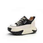 Fujin 7cm ehtsast nahast platvorm Wedge Fashion naiste kevad h&auml;sti istuv s&uuml;gisene paksud tossud kingad hingavad segav&auml;rvi 40 must