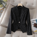 &Otilde;huke &uuml;likonnamantel Naiste bleiser Jacquard Outwear Kevads&uuml;gis naiste mantlid Jope Valged riided Lihtsad kontoris Naiste bleiserid M must