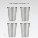 Outdoor 304 kaasaskantav roostevabast terasest matkaveetassi komplekt, kuumakindel piknikukohvitass, matkatee tass 4pcs