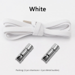 NR.8 2023Uus &uuml;mmargune metallist lukk ilma lipsuta kingapaelteta elastsed paelad tossud laiskad t&auml;iskasvanud lapsed kiired paelad spordikummipaelad kingar&otilde;ngad 1 paar White