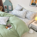 Cotton 60 count washed cotton small floral bow contrasting color single pillowcase quilt cover bed sheet Quilt cover 150*200cm