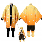 Anime Demon Slayer Kimetsu No Yaiba Agatsuma Zenitsu Cosplay Kost&uuml;&uuml;m Naiste Kimono Vormiriietus Halloweeni J&otilde;ulupeo Riided S