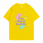 Dolphin IM Dead Inside Sunshine Print T-s&auml;rk I'm Dead Inside Letter T-s&auml;rk Unisex Naiste Kawaii Tee Suvised Igap&auml;evased T-s&auml;rgid L