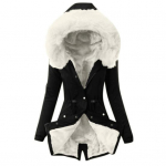 Vastupidav Lady Coat Thermal Plush Vooder Pehme kapuutsiga pikkade varrukatega mantel M must valge v&auml;rv