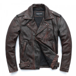 Maplesteed vanaaegne pestud must mootorratta jope Meeste ehtsast nahast jakid, 100% veisenahast mantel Moto Biker jope M -5xl M456 L pruun