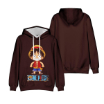 Meeste naiste kapuuts ONE PIECE Graafiline kapuuts Monkey D. Luffy Streetwear Harajuku vabaaja tr&uuml;kitud kapuutsiga dressipluusid S pruun