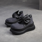 Johnature Fashion Wedges Sandaalid Ehtsast nahast Linase &uuml;mmarguse ninaga Paksu tallaga k&otilde;rgendatud naiste platvormkingad 34 must