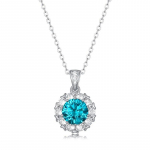 D v&auml;rvi 3-karaadine sinine moissanite kaelakee ripats naistele Fine Lab Diamond Gemstone S925 Puhast h&otilde;bedast kaelaketi ehted 1ct