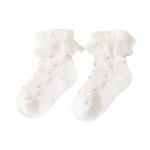 1 paar beebisukki, armsad elastsed, mitte l&auml;mmatavad pitsid volangid Makrameem jala sokid imikute aksessuaarid M valge