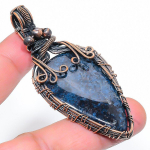 Natural Blue Azurite Gemstone Handmade Copper Wire Wrap Pendant 2.84 m2l25