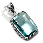 Looduslik Aqua Apatite Kivist K&auml;sit&ouml;&ouml; 925 Sterling H&otilde;bedast Ripats 1.97 H8Z44
