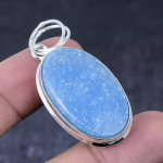 Natural Angelite Stone Gemstone Handmade 925 Sterling Silver Pendant 2.05 j9y68