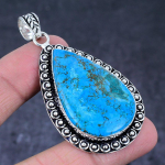 Natural Tibetan Turquoise Handmade 925 Sterling Silver Pendant 2.56 o3a45