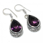 Natural Amethyst Gemstone Handmade 925 Sterling Silver Earring 1.42 o5h08