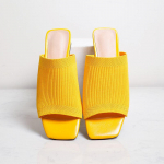 Krazing Pot Kootud Peep Toe Keskmise Kontsaga Suvekingad Muulid Moodsad Naiste Sandaalid 34 kollane