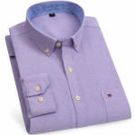 Sinwoyan Solid Pure Cotton Oxford meeste s&auml;rgid vabaaja pikkade varrukatega tavaliistuga rinnataskuga L