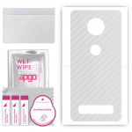 apgo Protective Skin Sticker for the back compatible with Motorola Moto Z4, Wrap Film, Foil, Vinyl - Pattern Transparent Carbon