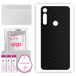 apgo Protective Skin Sticker for the back compatible with Motorola Moto G Fast, Wrap Film, Foil, Vinyl - Pattern Carbon Black