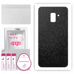 apgo Protective Skin Sticker for the back compatible with Samsung Galaxy A8+ (2018), Wrap Film, Foil, Vinyl - Pattern Black Honeycomb