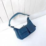 K&auml;sitsi valmistatud kaenlaalune kott mitme taskuga, teksast &otilde;lakott Teksast Naiste Kott L&otilde;uend &Uuml;he &Otilde;la Diagonaalne Sadulkott