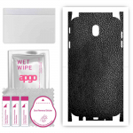 apgo Protective Skin Sticker for the back+sides compatible with Samsung Galaxy J7 (2017), Full Wrap Film, Foil, Vinyl - Pattern Black Leather