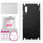 apgo Protective Skin Sticker for the back+sides compatible with Samsung Galaxy A70, Full Wrap Film, Foil, Vinyl - Pattern Black Honeycomb