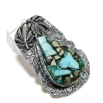 Natural Copper Amazonite Gemstone 925 Sterling Silver Jewelry Pendant 2.17 f7c90