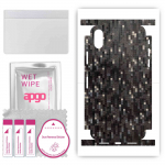 apgo Protective Skin Sticker for the back+sides compatible with Apple iPhone X, Full Wrap Film, Foil, Vinyl - Pattern Carbon Black Pixel