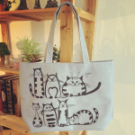 Cartoon Cats Prinditud Ranna T&otilde;mblukuga kott Naiste Mood L&otilde;uend Tote Ostlemine K&auml;ekotid Sac Grey