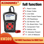 KONNWEI KW309 OBDII skanneri mootori veakoodi lugeja ELM327 autoskanner OBD2 auto OBD skanneri remondi diagnostika t&ouml;&ouml;riistad must