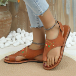 Kuum m&uuml;&uuml;k jalatsid naiste suvised etnilises stiilis tikitud naiste rooma sandaalid Peep Toe Pandla disainiga lamedad sandaalid naistele 36