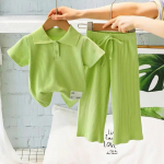 T&uuml;drukute suver&otilde;ivaste &uuml;likond lastele l&uuml;hikeste varrukatega polos&auml;rk laia s&auml;&auml;rega p&uuml;ksid 2 tk Komplektid beebide puhker&otilde;ivad mood triibulised komplektid 140 roheline