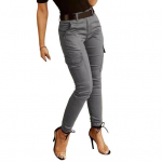 Slim Fit Cargo Madala k&otilde;rgusega n&ouml;&ouml;biga V&auml;rviline pliiats T&otilde;mblukk Lend Solid p&uuml;ksid Naiste p&uuml;ksid Mitme taskuga Disain s&auml;&auml;rised S
