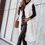 Naiste &uuml;hev&auml;rviline vest &uuml;mmarguse kaelaga Palus soe varrukateta pikk mantel XXL