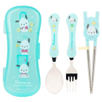 Lilpang Sanrio Extreme roostevabast terasest s&ouml;&ouml;gipulgad lusikakahvli &uuml;mbris 4P, Pochaco, lusikas+kahvel+korrigeerimispulgad+kohver, 1 komplekt, Korea populaarsed lauan&otilde;ud white