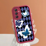 Pehme silikoonist ruudukujulise redeliga printimismustriga telefoni korpus T&auml;iskaanega kaamera p&otilde;rutuskindel kaitse kummist &uuml;mbris Samsungile Samsung A15 5G valge