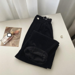 Retro k&otilde;rge v&ouml;&ouml;kohaga velvetist p&uuml;ksid naistele kevads&uuml;gis sirged, kausaalsed t&auml;ispikad p&uuml;ksid Korea mood kottis All Match mustad p&uuml;ksid L must