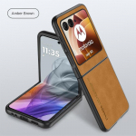 Luksuslik lambanahast PU-nahast kate Motorola Razr 50 Ultra Moto Razr50 50 Ultra Razr 40 2023 p&otilde;rutuskindla k&otilde;va plastikust telefoni&uuml;mbrisele Moto Razr 40 Ultra pruun