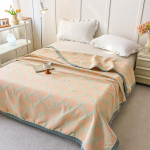 100% puuvillane marli tekk Queen King Size voodipesu Jacquard voodi ruuduline &otilde;mblus Kattel kodu voodipesu Vooditekk voodil Lina 150cmx200cm kuld