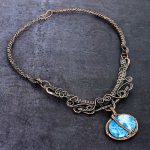 Natural Sea Sediment Jasper Gemstone Copper Wire Wrap Jewelry Necklace 18 n9n41