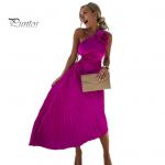 Naiste &otilde;htukleit &uuml;he &otilde;laga, plisseeritud lillekujundusega &otilde;&otilde;nsad seljataga varrukateta ebaregulaarse &auml;&auml;risega kokteilipeokleit pulmakleit Midi XL lillakaspunane v&auml;rv