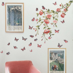 2 Pieces Butterfly Wall Decals Art Decor Easy to Peel PVC Murals Leaves Stickers for